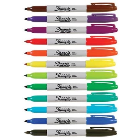Sharpe Manufacturing DDI 969666 Sharpie Markers -12 Count  Permanent  Assorted Colors  Fine Tip Case of 2 SN30072